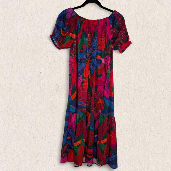 NWT Farm Rio Anthropologie Tropical Maxi Dress Sz S Off Shoulder Resort Vacation - Picture 8 of 8
